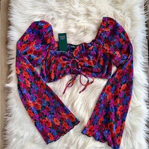 Wild Fable Red and Purple Floral Crop Top